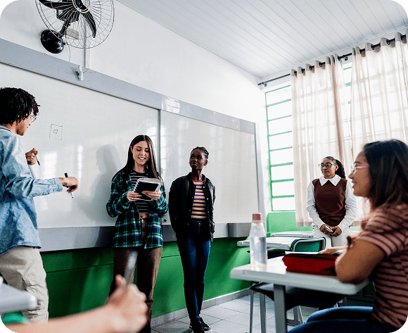 Classroom presentation with students engaged