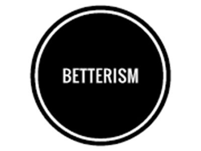 Logo with the word 'BETTERISM' in white on a black circular background.